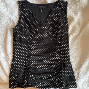 White House Black Market Ruched Polka Dot Blouse